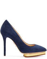 Темно-синие замшевые туфли от Charlotte Olympia