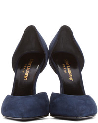 Темно-синие замшевые туфли от Saint Laurent