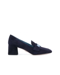 Темно-синие замшевые туфли от Prada