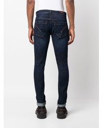 Мужские темно-синие зауженные джинсы с вышивкой от Dondup