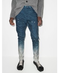 Мужские темно-синие зауженные джинсы с принтом от purple brand
