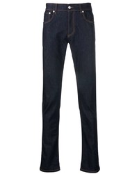 Мужские темно-синие зауженные джинсы от Alexander McQueen