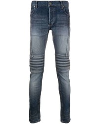 Мужские темно-синие зауженные джинсы от Balmain