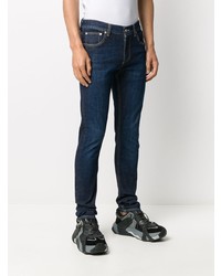 Мужские темно-синие зауженные джинсы от Alexander McQueen