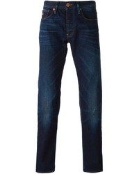 Мужские темно-синие зауженные джинсы от Emporio Armani