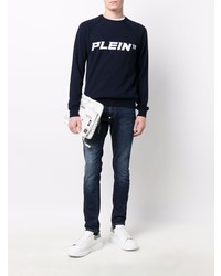 Мужские темно-синие зауженные джинсы от Philipp Plein