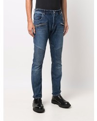 Мужские темно-синие зауженные джинсы от Balmain