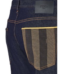 Мужские темно-синие зауженные джинсы от Fendi