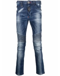 Мужские темно-синие зауженные джинсы от Philipp Plein