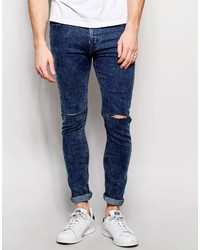 Мужские темно-синие зауженные джинсы от Pull&Bear