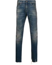 Мужские темно-синие зауженные джинсы от Saint Laurent