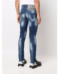 Мужские темно-синие зауженные джинсы от Philipp Plein