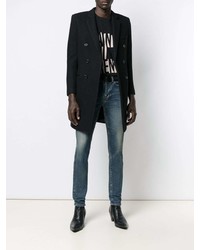 Мужские темно-синие зауженные джинсы от Saint Laurent