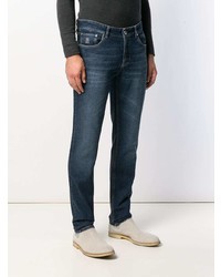 Мужские темно-синие зауженные джинсы от Brunello Cucinelli