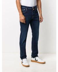 Мужские темно-синие зауженные джинсы от Jacob Cohen