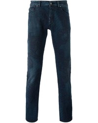Мужские темно-синие зауженные джинсы от Versace