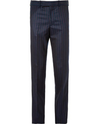 Мужские темно-синие классические брюки в вертикальную полоску от Alexander McQueen