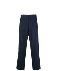 Мужские темно-синие классические брюки в вертикальную полоску от Marni