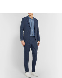 Мужские темно-синие классические брюки в вертикальную полоску от Officine Generale