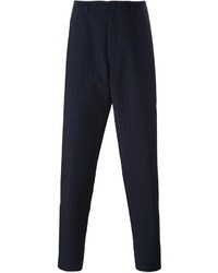 Мужские темно-синие классические брюки в вертикальную полоску от Raf Simons