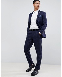 Мужские темно-синие классические брюки в клетку от Burton Menswear