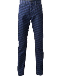 Мужские темно-синие классические брюки с принтом от Kenzo