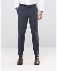 Мужские темно-синие классические брюки с узором "в ёлочку" от Asos