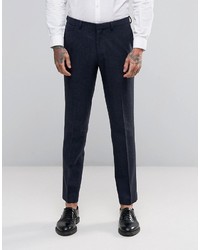 Мужские темно-синие классические брюки с узором "в ёлочку" от Asos