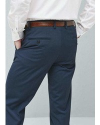 Темно-синие классические брюки с узором "гусиные лапки"