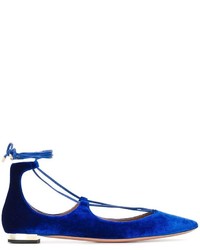 Темно-синие кожаные балетки от Aquazzura