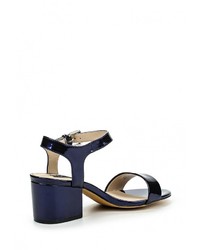 Темно-синие кожаные босоножки на каблуке от Blink