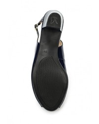 Темно-синие кожаные босоножки на каблуке от Caprice