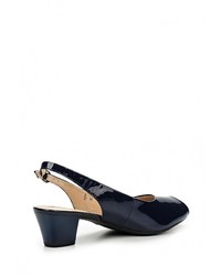 Темно-синие кожаные босоножки на каблуке от Caprice