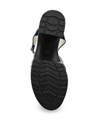 Темно-синие кожаные босоножки на каблуке от Elche