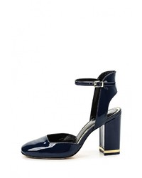 Темно-синие кожаные босоножки на каблуке от MAX&amp;Co