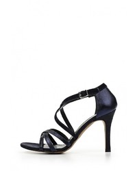 Темно-синие кожаные босоножки на каблуке от Tamaris