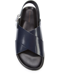 Женские темно-синие кожаные босоножки от Sofie D'hoore