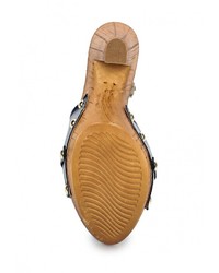 Женские темно-синие кожаные босоножки от Marcella