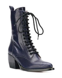 Темно-синие кожаные ботильоны на шнуровке от Chloé
