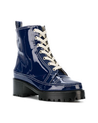 Темно-синие кожаные ботильоны на шнуровке от Nicole Saldaña