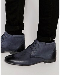 Темно-синие кожаные ботинки дезерты от Asos