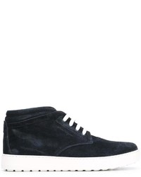 Темно-синие кожаные ботинки дезерты от Salvatore Ferragamo