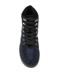 Женские темно-синие кожаные ботинки на шнуровке с украшением от Tosca Blu