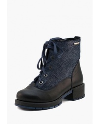 Женские темно-синие кожаные ботинки на шнуровке от Jeleni