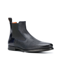 Мужские темно-синие кожаные ботинки челси от Santoni