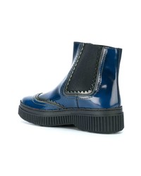 Женские темно-синие кожаные ботинки челси от Tod's