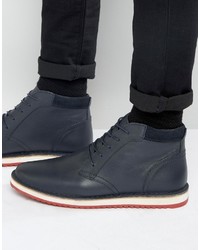 Мужские темно-синие кожаные ботинки от Asos