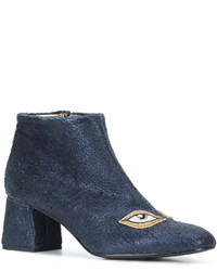 Женские темно-синие кожаные ботинки от Figue