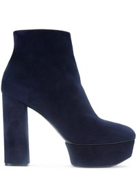 Женские темно-синие кожаные ботинки от Casadei