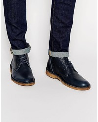 Мужские темно-синие кожаные ботинки от Selected